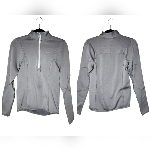 Patagonia women's 1/4 zip fleece lined grey pullover.  Small. - Picture 12 of 16